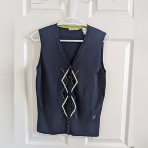 Green Lamb Navy Argyle Knit Golf Sweater Vest - XS - Cotton Blend Preppy Chic TP